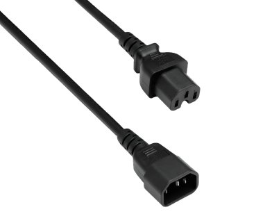 DINIC Stromkabel, Warmgeräte-Verlängerung C14 auf C15, VDE, 0,75mm², schwarz, 2m